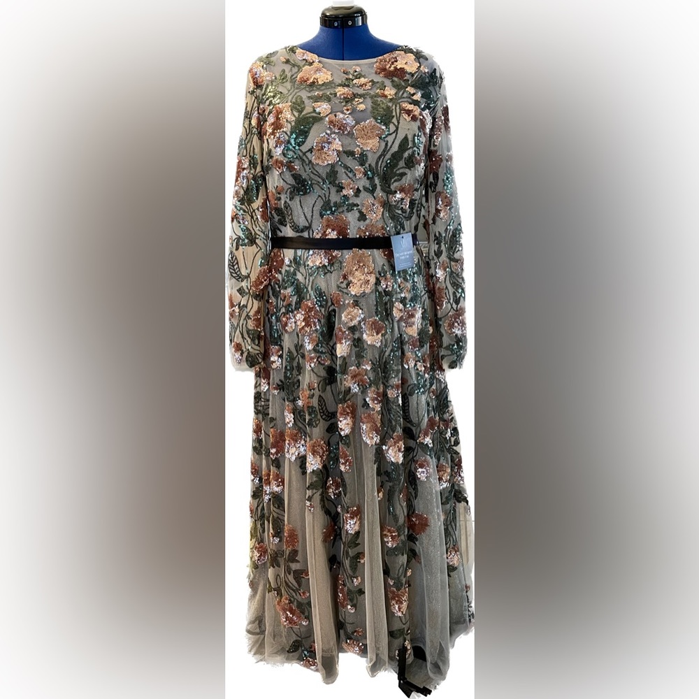 Andrea and Leo A0926 Savannah Floral Sequin Long Sleeve Dress